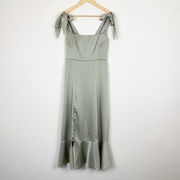 Show Me Your Mumu Claire Midi Dress in Ivory Luxe Satin Size M - Picture 5 of 12